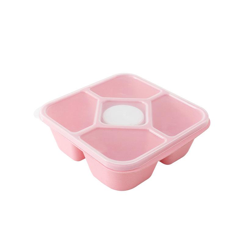 Three Compartment Wheat Straw Bento Box for Fruit, Snacks, and Pastries - Fresh-Keeping and Portable for Outdoor Travel Lunches