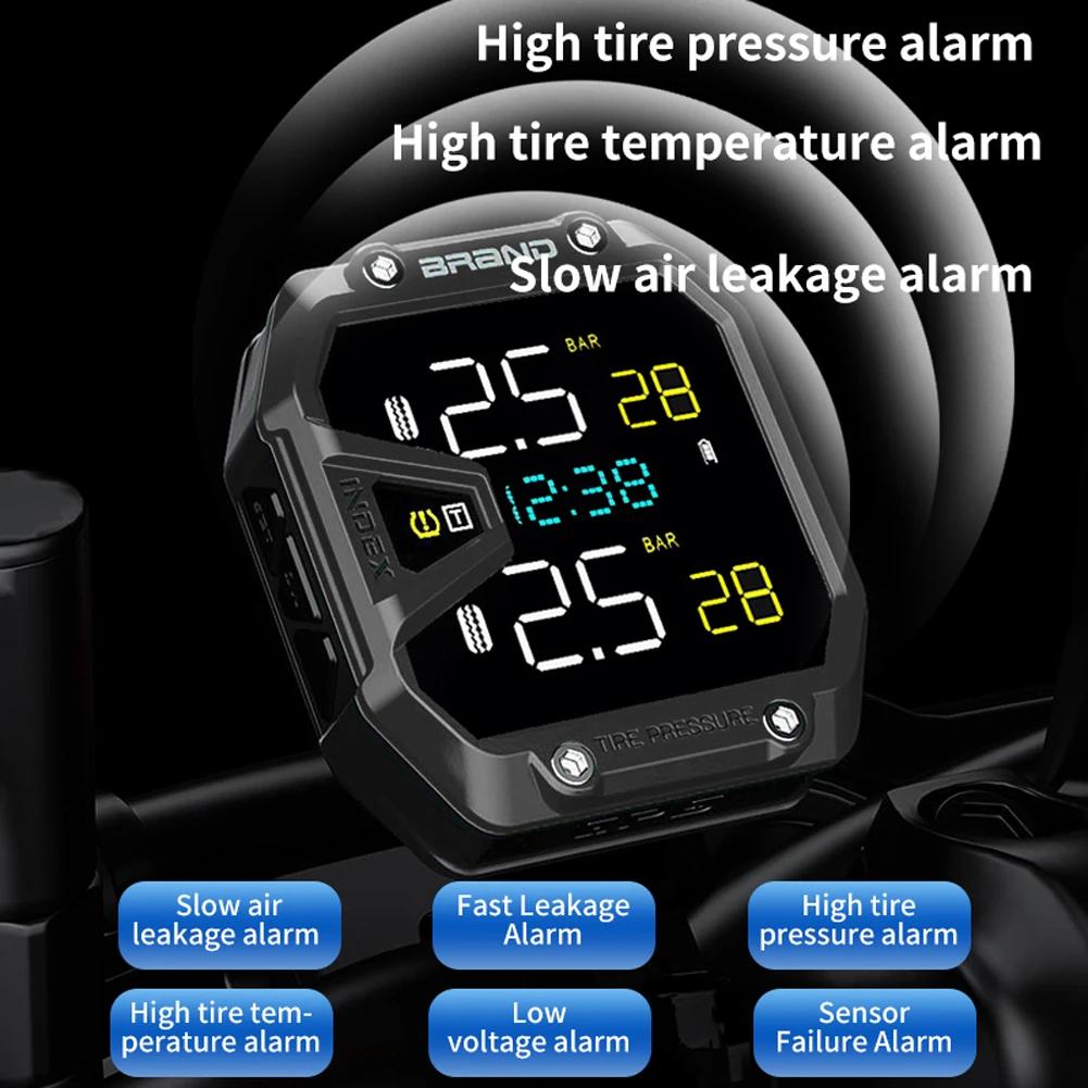 Wireless TPMS Tire Pressure Monitoring System With Exteral Sensors Smart Tyre Alarm Kit Universal Motorbike IP65 Waterproof