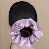 1Piece French Sweet Flower Large Intestine Scrunchie High-End, Korean Satin Rose Hair Rope Low Ponytail Rope Headdress