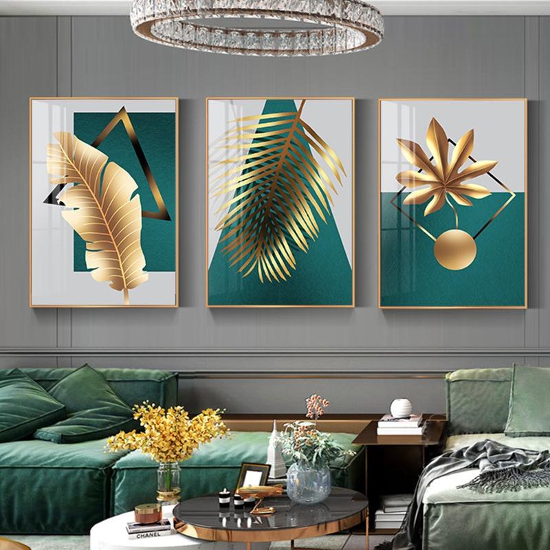 Unframed Canvas Poster Oil Painting Decoration Gold Leaf Plants Print Wall Art Painting Decorative Pictures Paintings for Living Room Home Decor