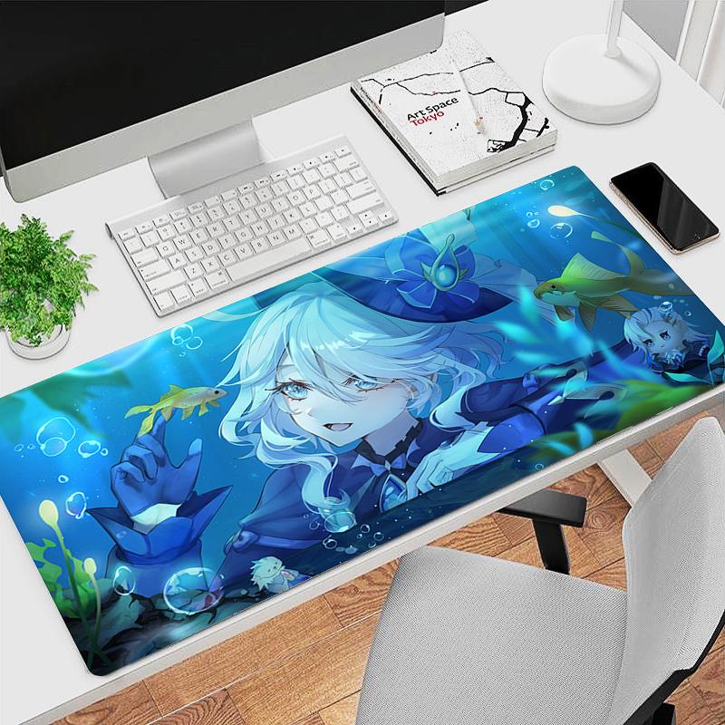 Genshin Impact Furina Anime Game Mouse Pad Kawaii Gaming Accessories Large NonSlip Keyboard Mat For Pc Laptop Office 900x400