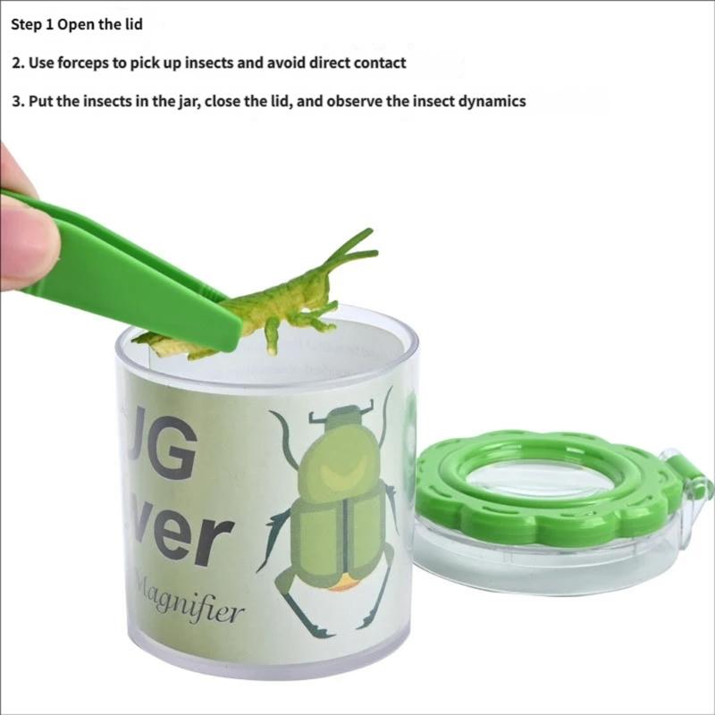 4Pcs Insect Observation Box With Magnifying Lid And Tweezer For Kids Science Exploration Outdoor Exploration