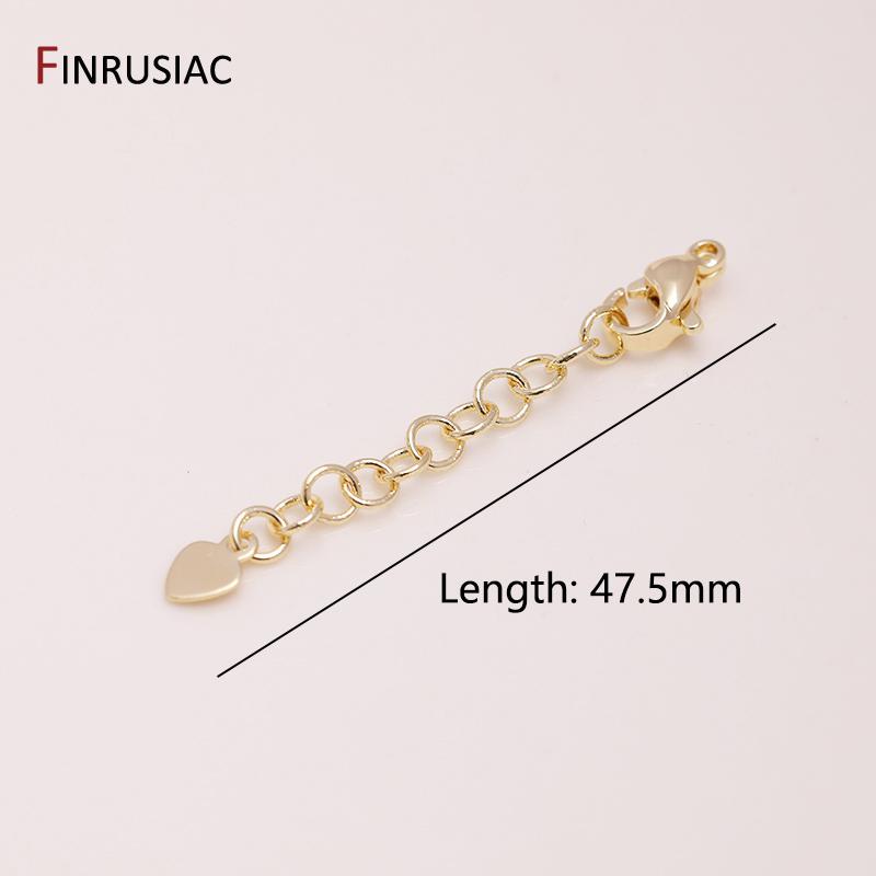 

14K Gold Plated Brass Heart Lobster Clasps DIY Bracelet Necklace Extension Chain Tail Extender Chain For Jewelry Making Supplies 4 pieces