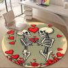 1pc Love Skeletons Office Round Area Rug, Indoor Mat Suitable ForOffice, Under Office Chairs Bedroom Living Room Home Decor, D128