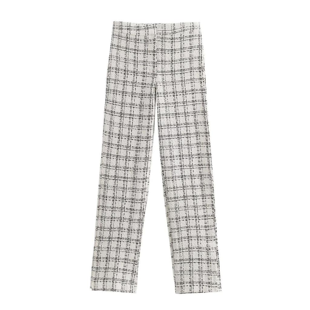 Autumn High Street Style Plaid Vest & High Waist Pants Set