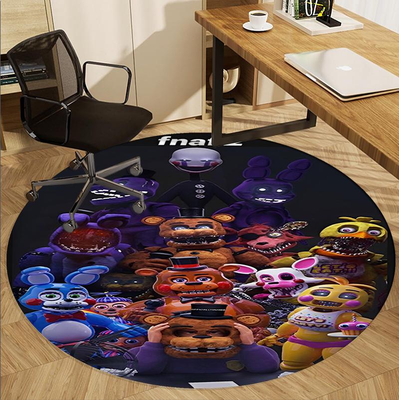 Five Nights at Freddy's Pattern Round Rug, Indoor/Outdoor Mat, for Picnic, Gameroom, Bedroom, Office, Living Room, Home Decor Carpet, Birthday Gift