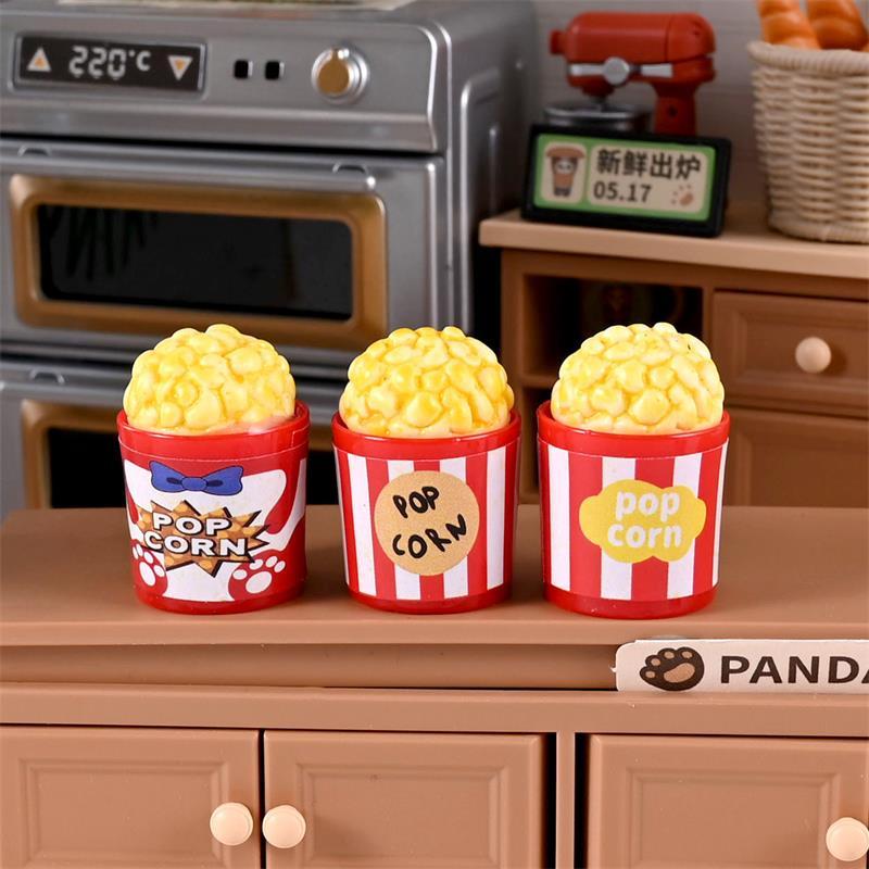 10Pcs Dollhouse Miniature Simulation Popcorn Bucket Model Micro Landscape Ornaments Doll House Accessories Kids Pretend Toy Gift