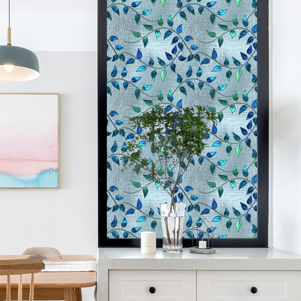 Frosted Stained Glass Window Decals Non-Adhesive UV Proof Static Window Clings Removable Stained Glass Window Sticker