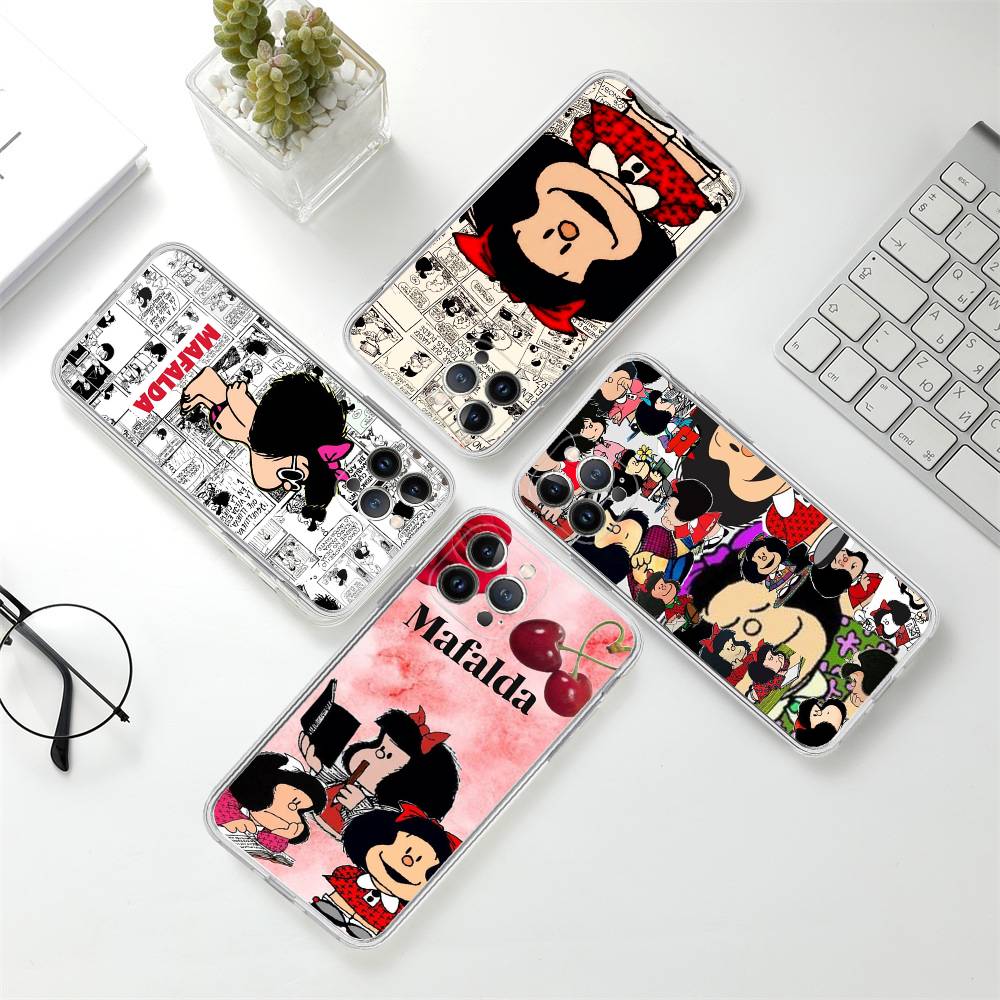 Cartoon Mafalda Handyhülle Für IPhone 17 16 15 14 11 12 13 Mini Pro XS Max Plus Hülle Schale