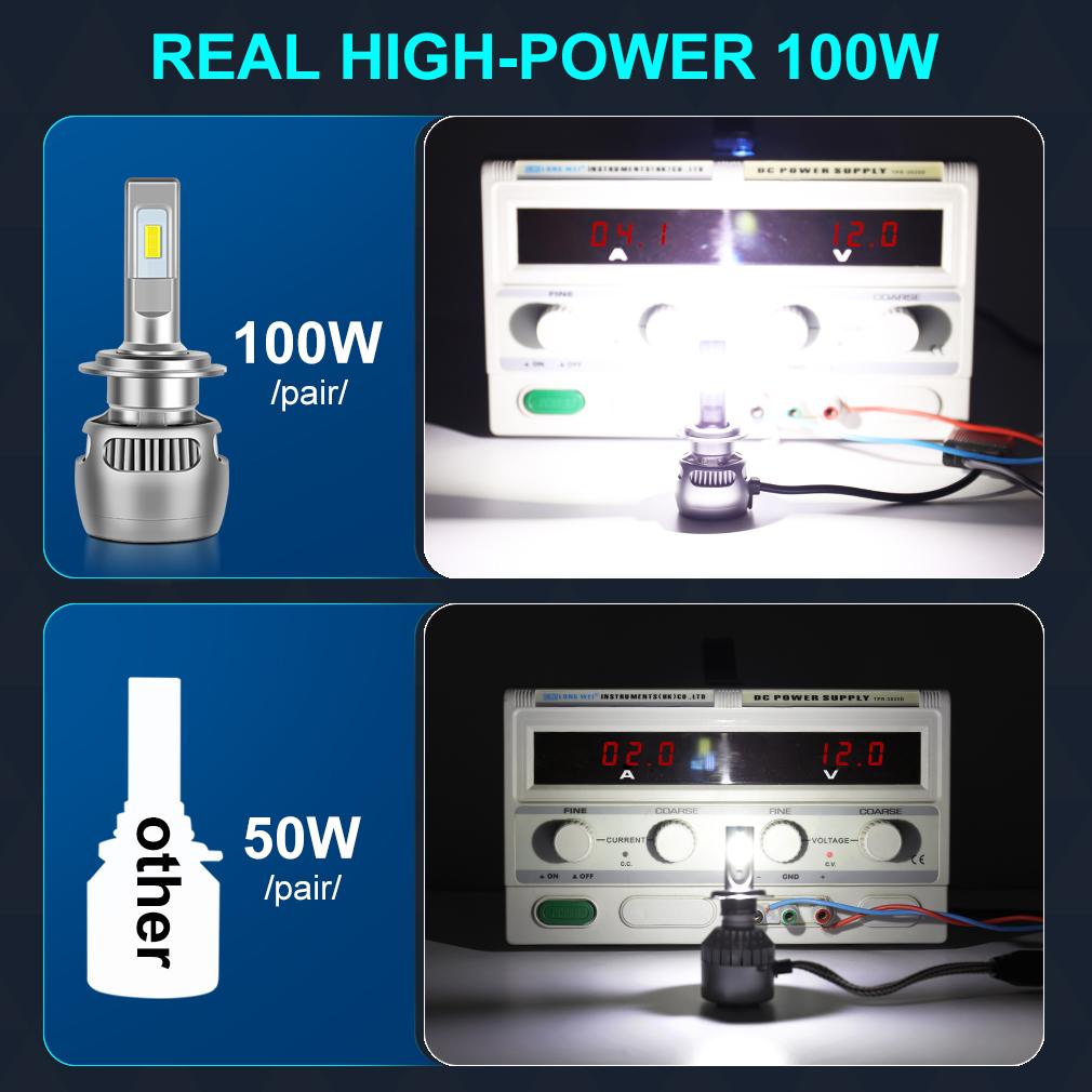 Metal lichid nou 100W 25000Lm H4 LED H1 H11 H7 Becuri LED pentru faruri Canbus H8 H9 9005 HB3 9006 HB4 Lampă Autovehicule Faruri de ceață