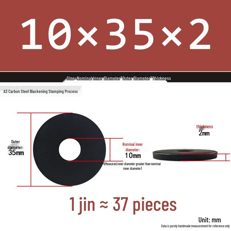 Black Oversized Thickened Round Metal Flat Washer Spacer for Home Use