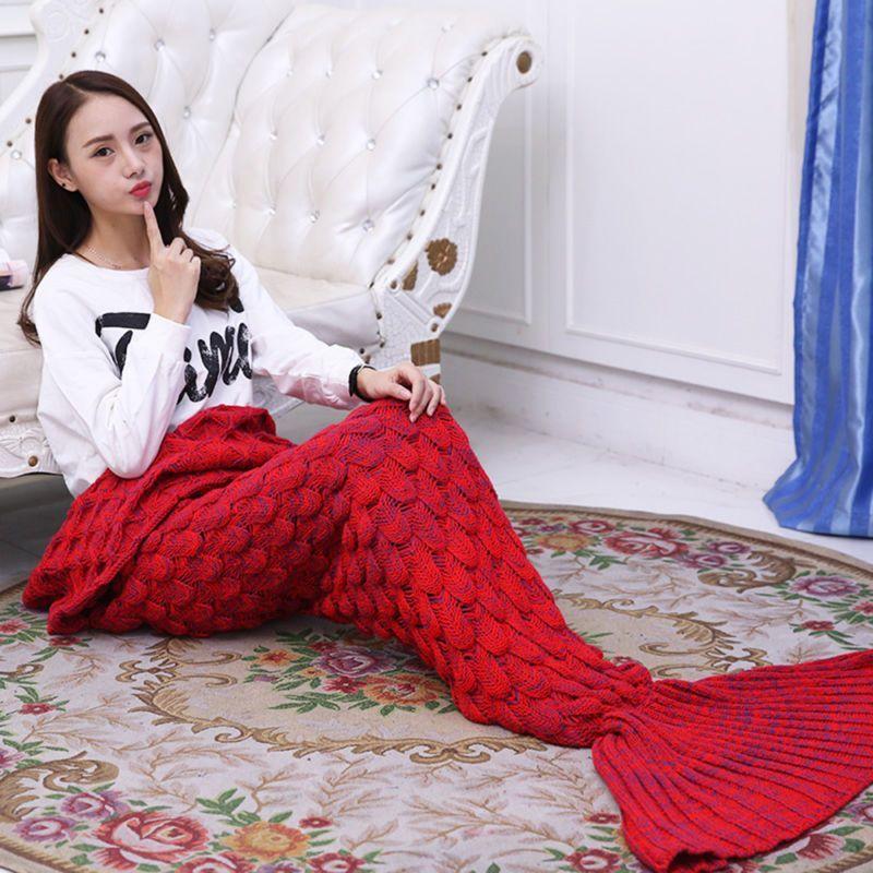 Flannel Grey Blanket Mermaid Sofa Knitted Woolen Blanket Adult Blanket Nap Office Girls' Mermaid Sleeping Bag Air Conditioning Blankets