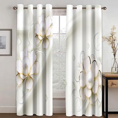 Cortinas de 2 Paneles Estilo Europeo Simple Frescas Elegantes Cálidas Flores Cortinas Sala de Estar Dormitorio Cocina Decoración