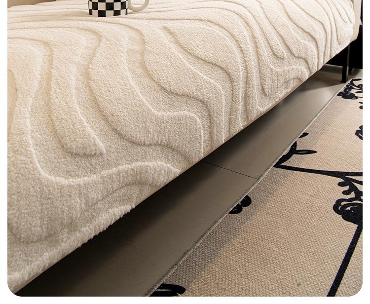 Cross-Border Cream Velveteen Plush Sofa Cushion - Autumn Winter Thick, Non-slip Modern Minimalist Design