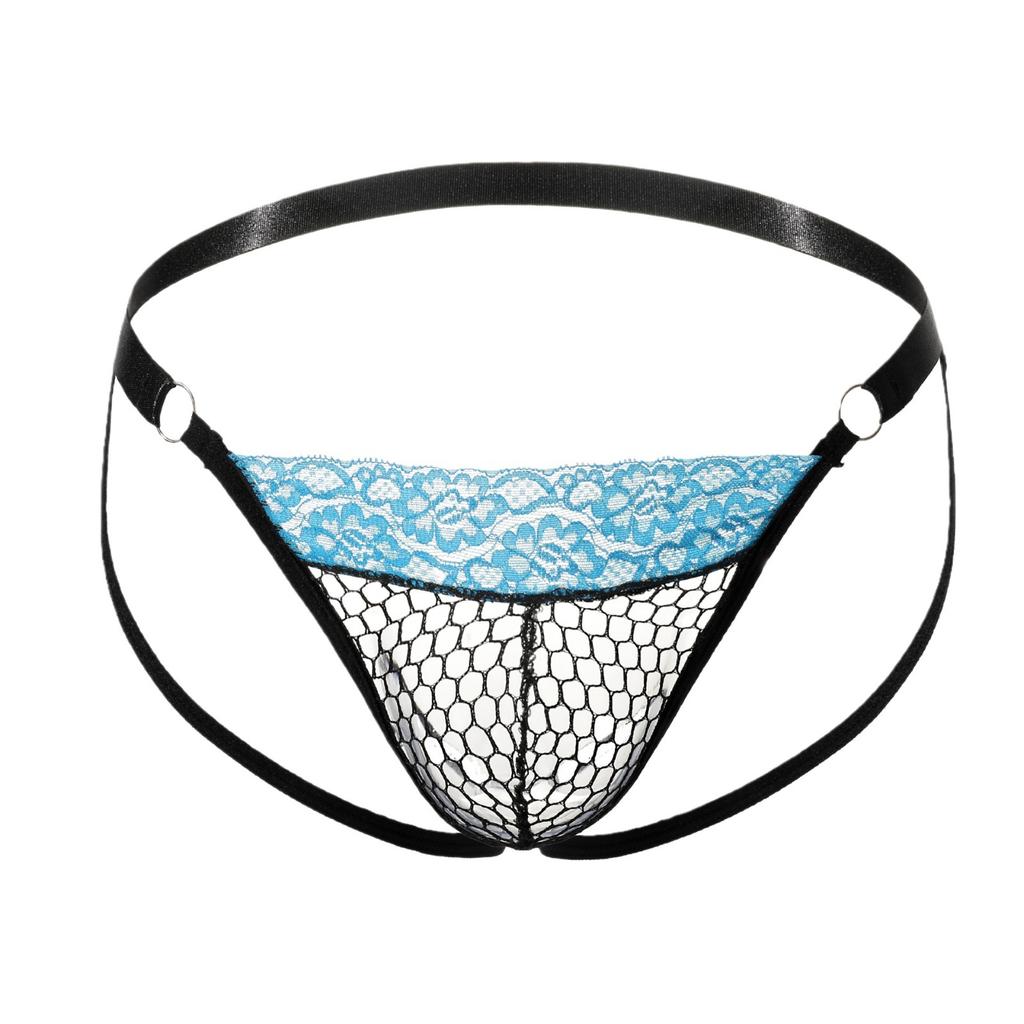 Men's Sexy Thong Sexy Mesh Fishnet Panties Hollow Passion Bed Flirting Panties Strap Lace Pants