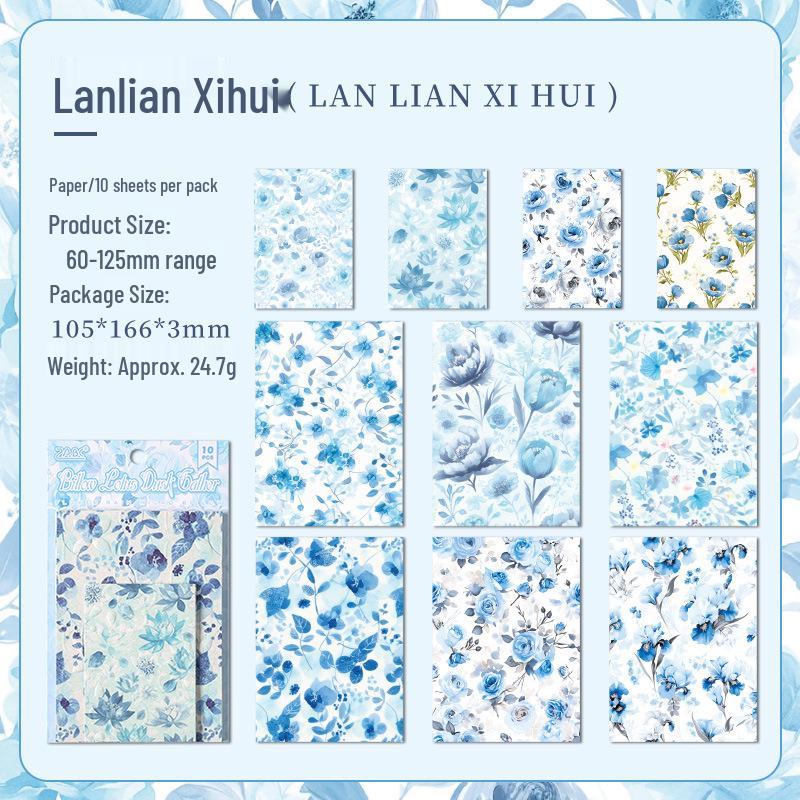 

ZABC Floral Theme Embossed Paper Series: 10 Sheets, 6 Styles of Flower Rain Ripples Design