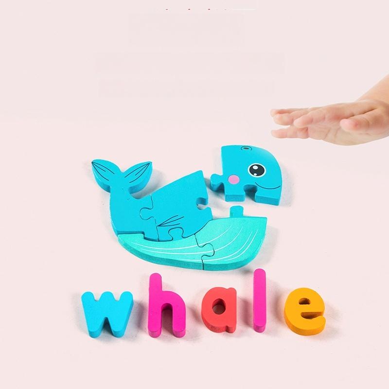 Holz Kinder Verkehr Kreatives 3D Puzzle Montessori Baustein Tangram Puzzle Frühe Bildung Kinder Wort Rechtschreibung Lernen