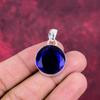Blue Sapphire Pendant, Handmade Gemstone Pendant, 925 Solid Sterling Silver Pendant Antique Jewelry, For Engagement Gift