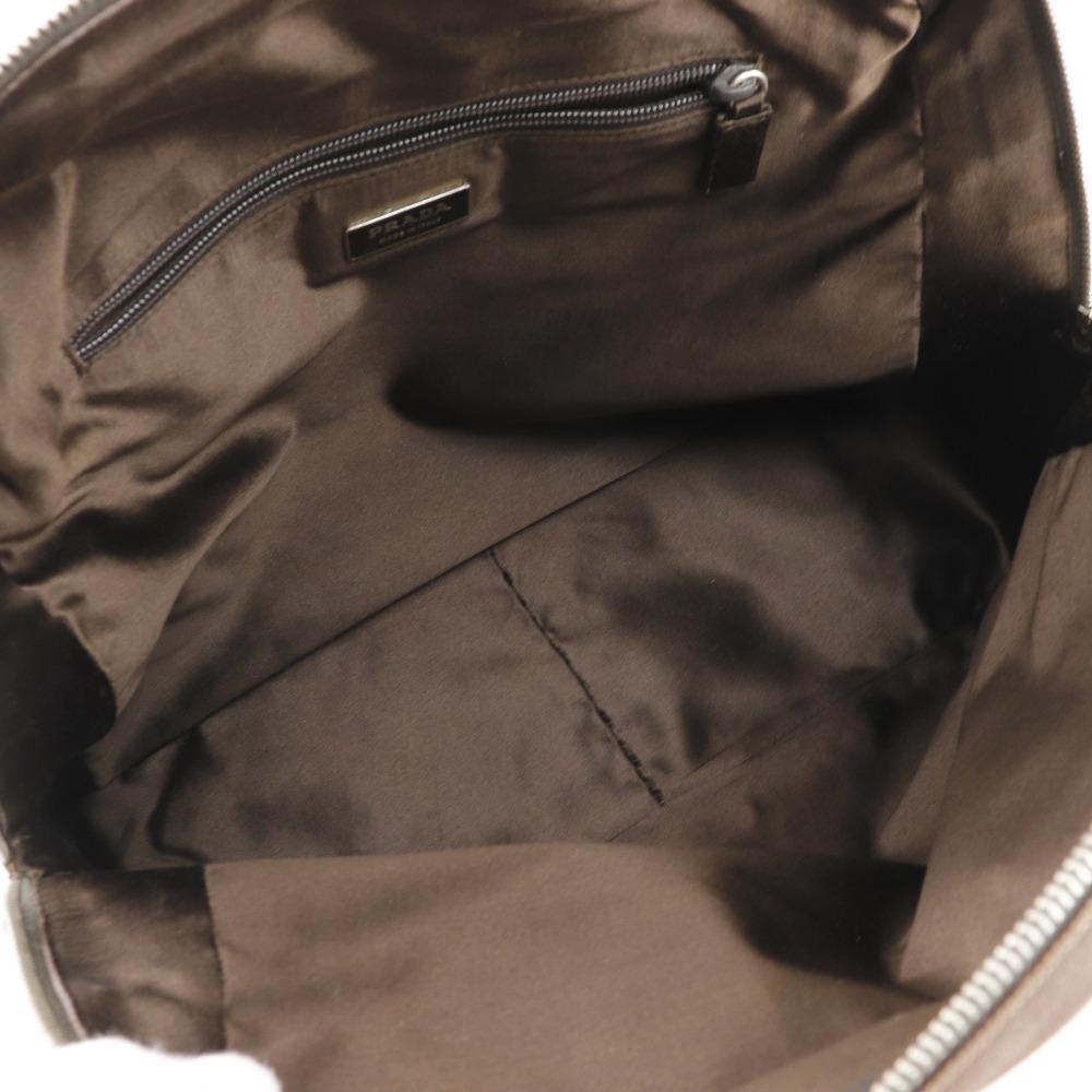 Prada Mini Boston Tote Bag Brown Canvas Women Used