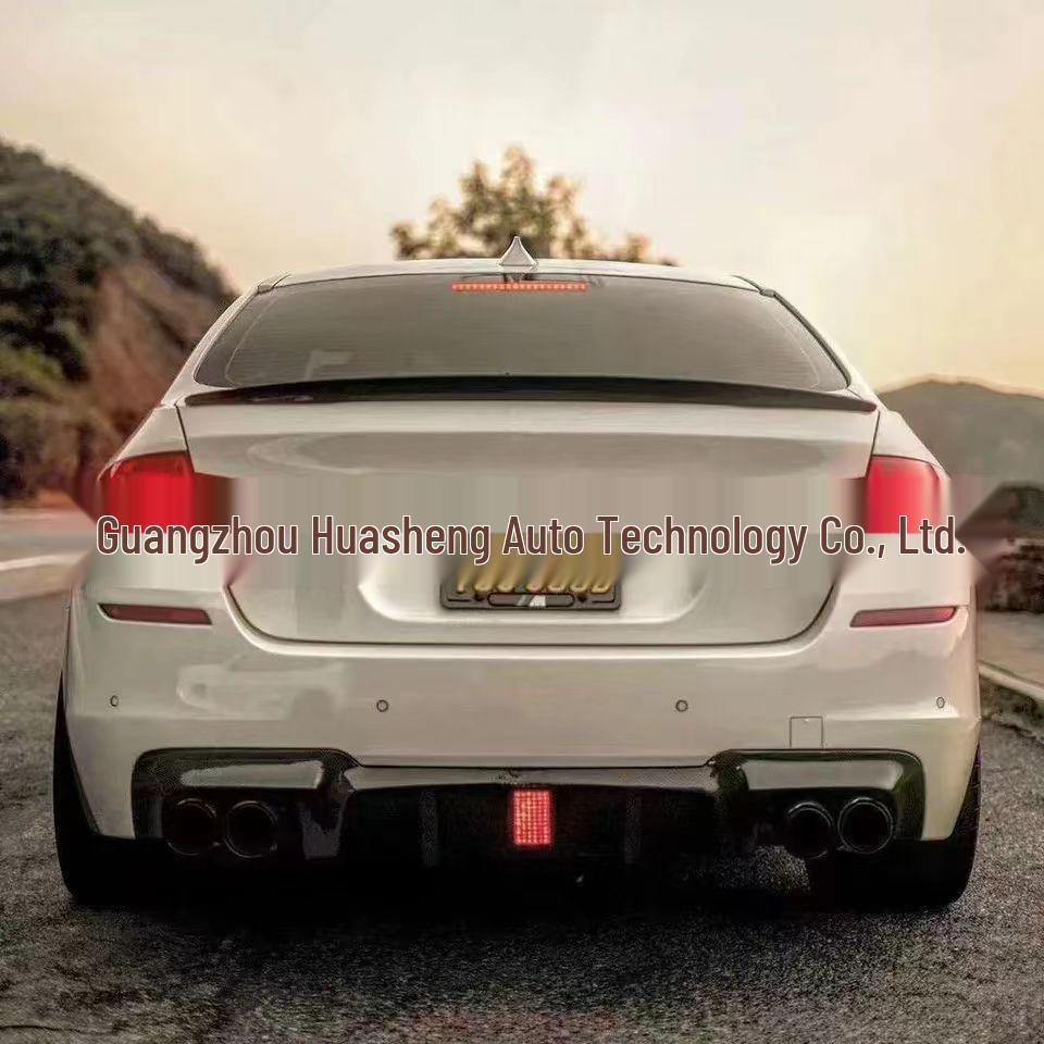 BMW 5 Series Carbon Fiber Rear Lip, M5 Style, Compatible with Lights On 530li.