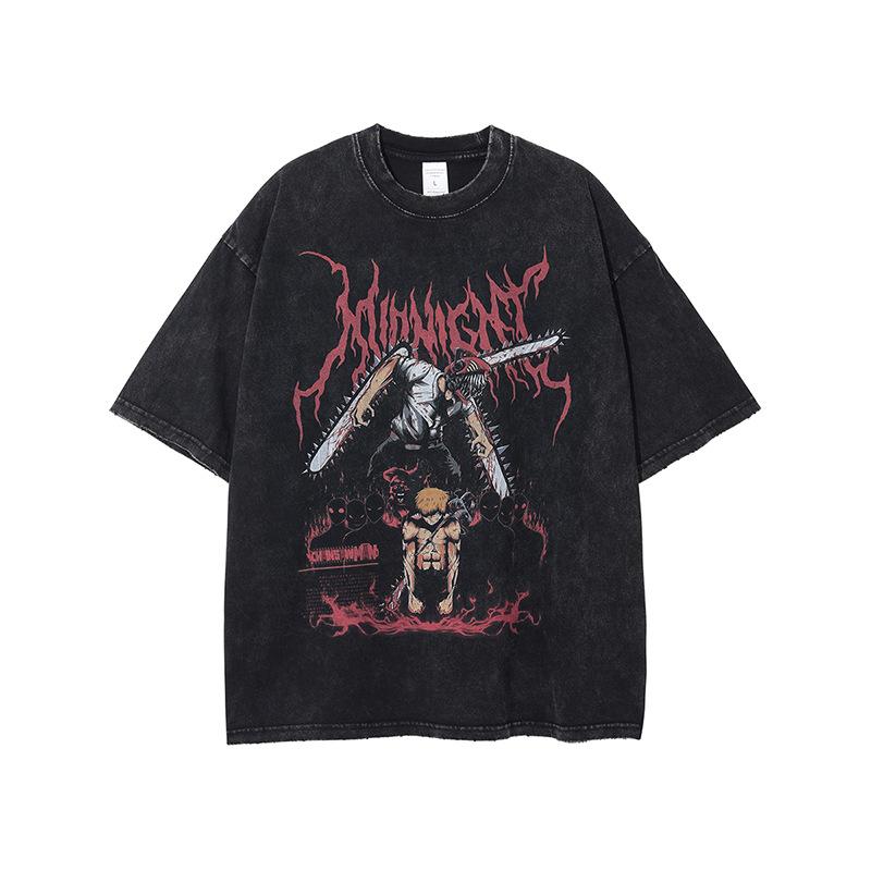 Aged Shortsleeved Tshirt Anime Chainsaw Man Chainsaw Man Bochita Denji Print Round Neck High Street L