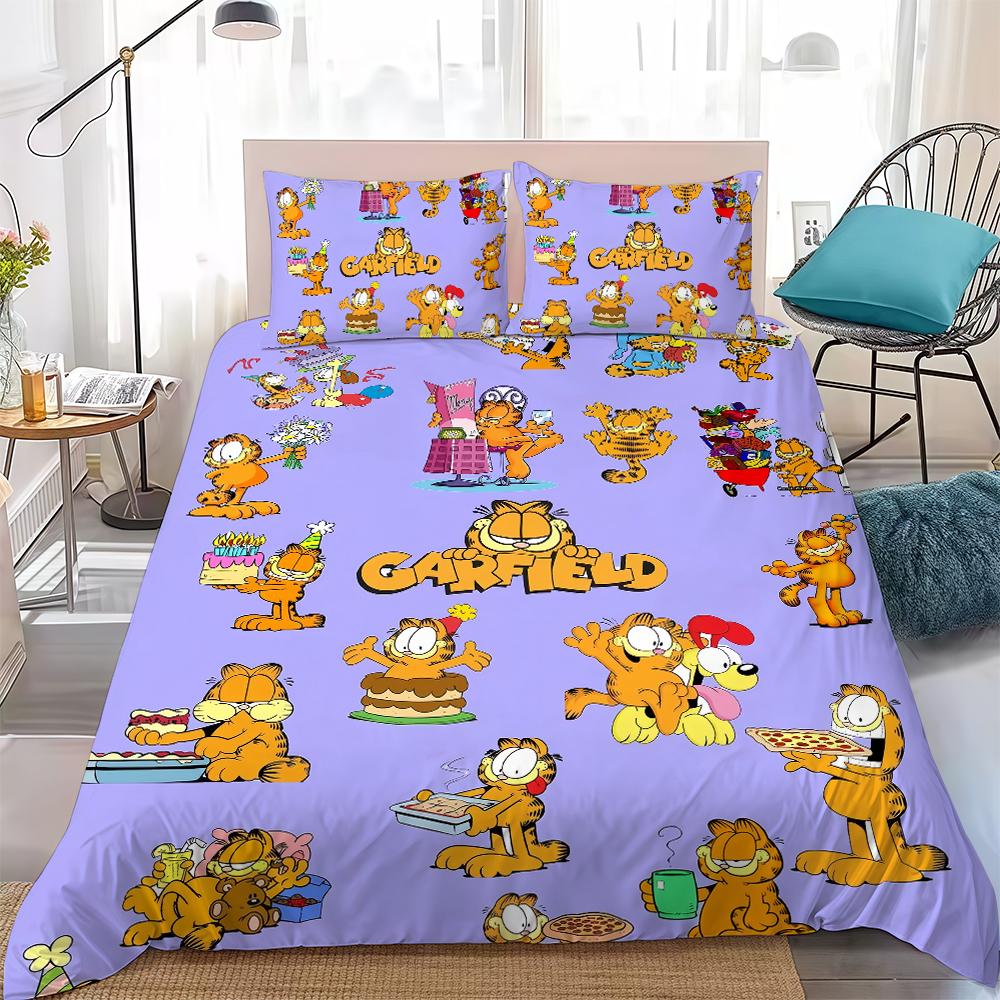 Cartoon The G-Garfield Movie Cute Duvet Cover Set Home Style Bedding Soft Laundry Cotton Bed 3 Piece Set Student Dormitory Gift
