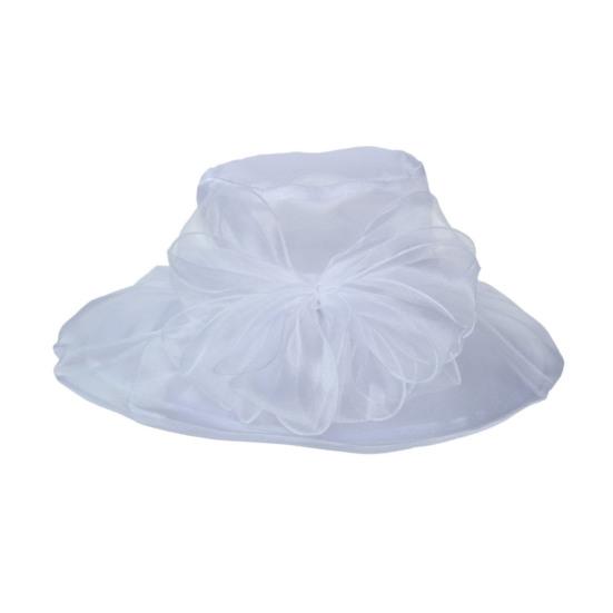 Women Sun Hat Organza Bowknot Decor Wide Brim UV Protection Hat Lightweight Breathable Foldable Tulle Hat Headwear