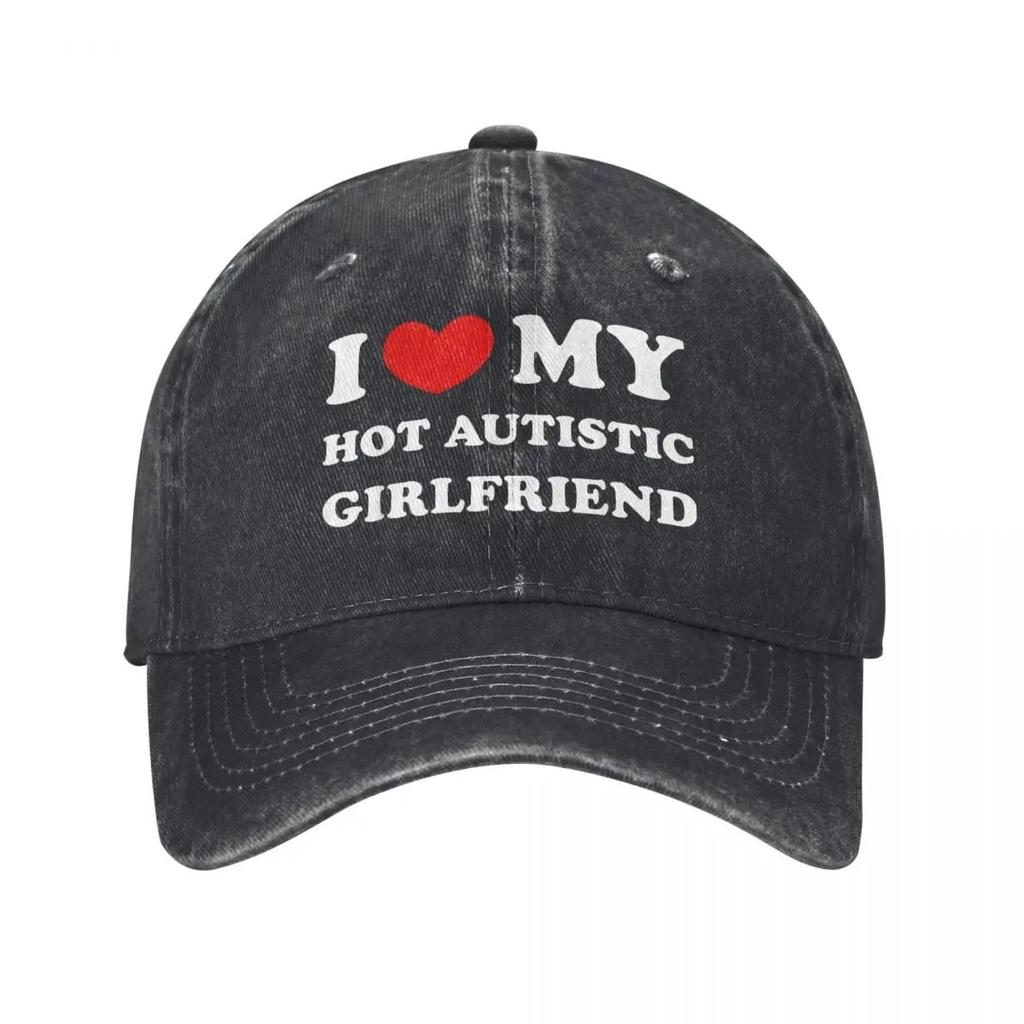 Vintage I Love My Girlfriend Baseball Caps for Unisex Women Distressed Washed Sun Cap Outdoor Running Golf Caps Hat