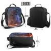 Black Cat In The Galaxy Nebula Sky Insulated Lunch Bag for School Work Picnic Tote Lunch Box Containers Reusable Cooler Bag