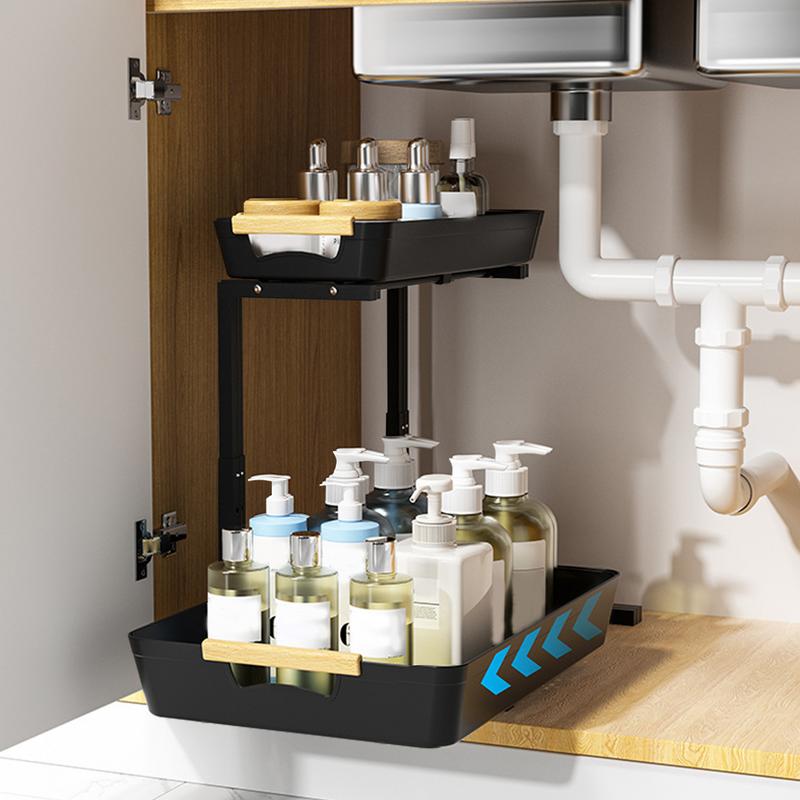 Pull Out Cabinet Organizer 2-Tier Under Sink Organizers And Storage Large Capacity Kitchen Baskets Home Organization For Laundry