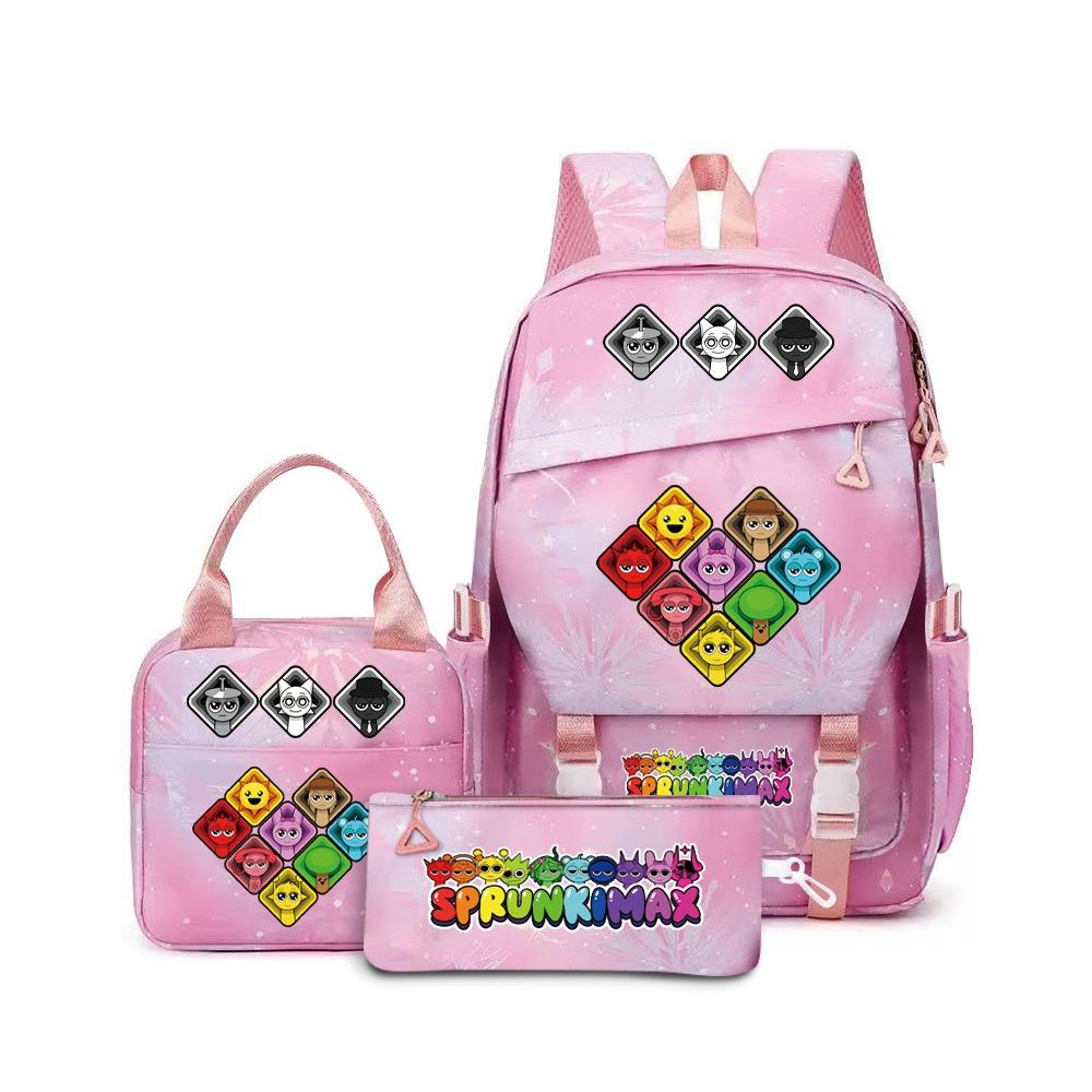 SprunkiPlush Rhythm Box School Bag Student Large Capacity Storage Backpack Backpack Three-piece Set L