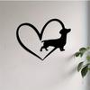1pc Modern Metal Wall Art Heart Dachshund Dog Sculpture, Rust Resistant Iron Pet Lover Gift for Valentine Christmas Easter, Bedroom Garden Fence Decor