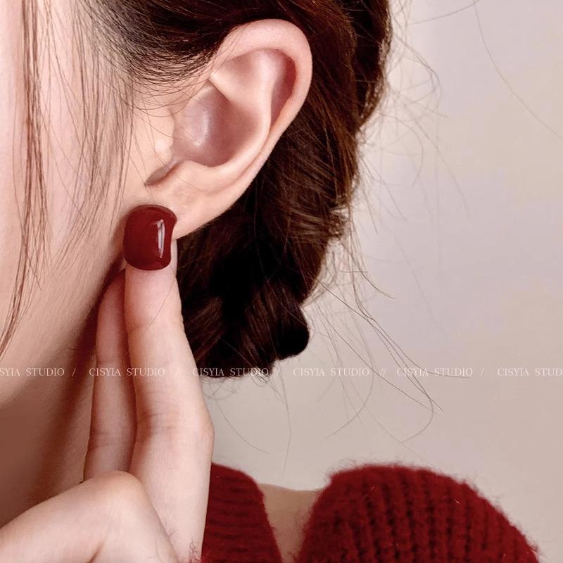 Maillard 2024 Herbst/Winter Rote Tropfenöl Retro Ohrringe für Damen