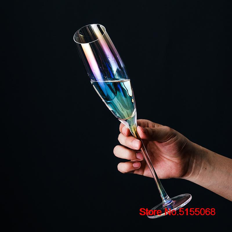 Dazzling Colors Classic Burgundy Glass Ion Plating Crystal Bordeaux Goblet Party Wedding Champagne Flutes Oblique Mouth Wine Cup
