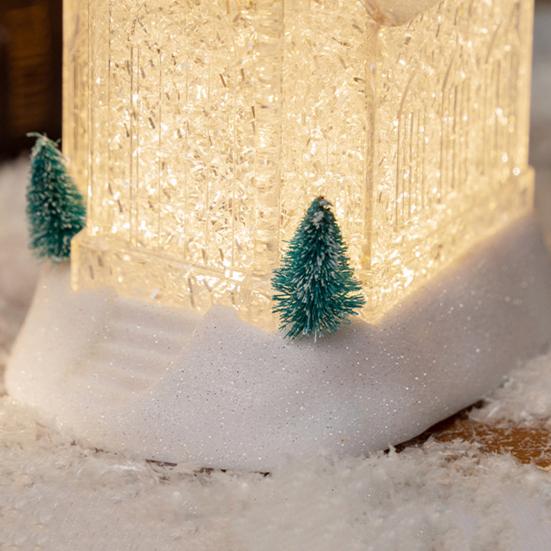 Christmas House Night Light Plastic Church Cottage Decor with LED Glow Decorative Holiday Lighting for Indoor Outdoor Holiday Display