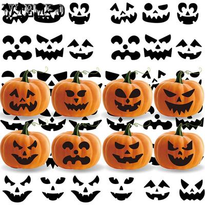 WTEMPO Halloween Stickers Pumpkin Expression Self-adhesive Stickers Festival DIY Stickers Indoor & Outdoor Halloween Themed Party Decoration Stickers
