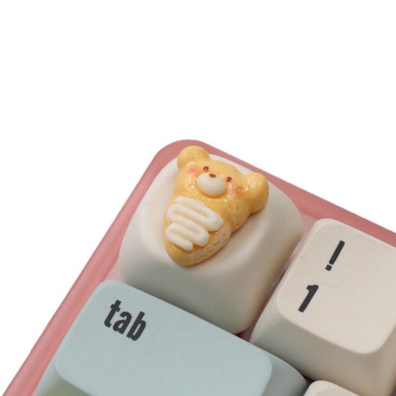 3D Resin Keycaps ESC Keycap Cartoon Bear Pizza Theme For Mechanical Keyboards Pink Yellow Lovely Enhances Typing