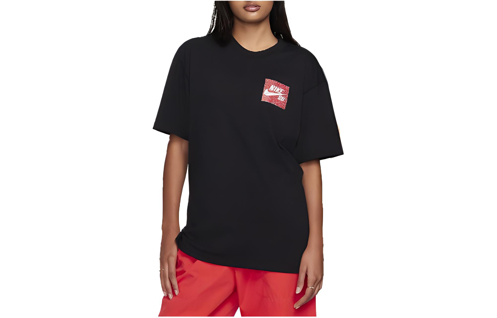 Nike T Shirts Unisex Black Crew Neck Moderate Straight Fit FJ1157-010 M