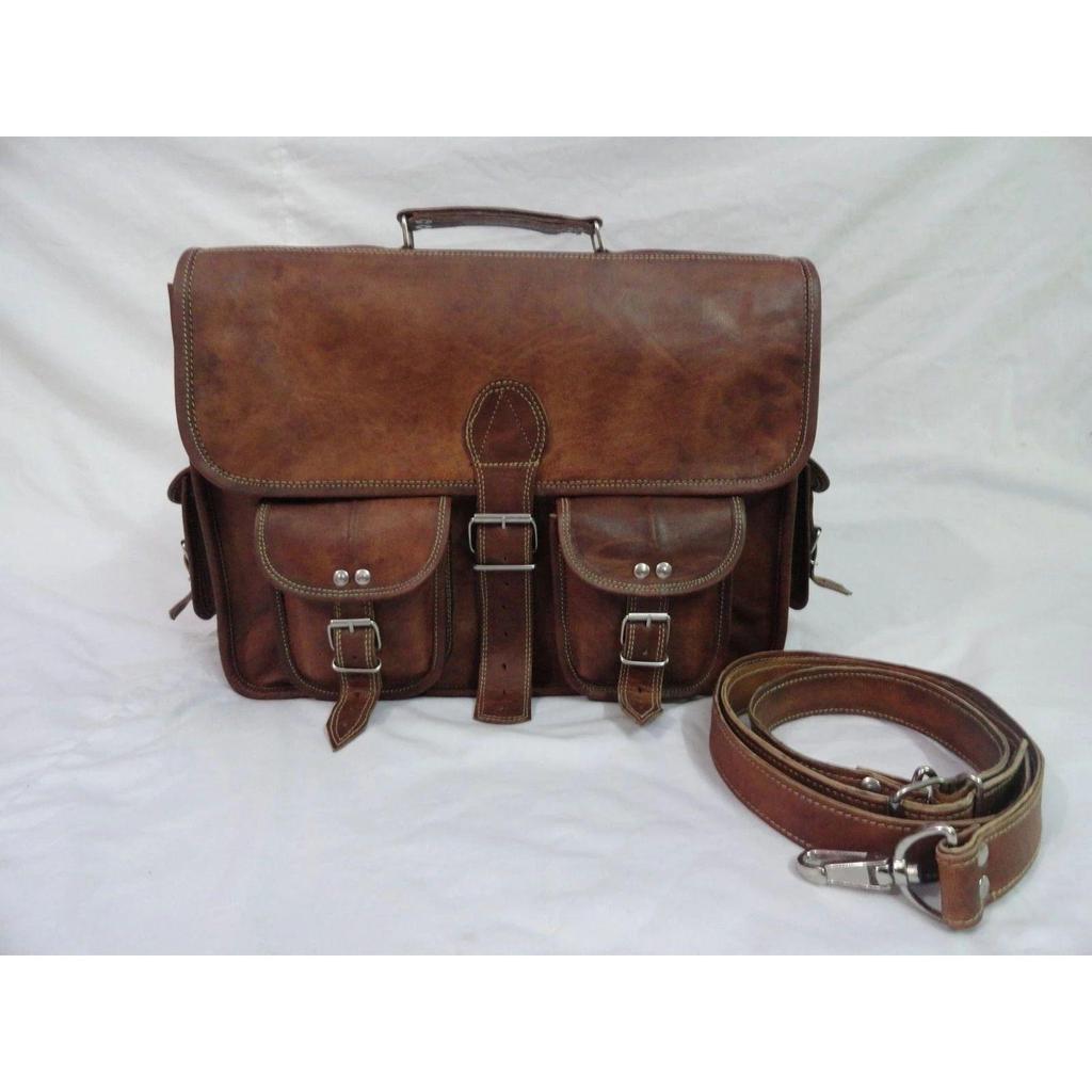 New Men'S Genuine Vintage Leather Messenger Shoulder Laptop Briefcase Bag