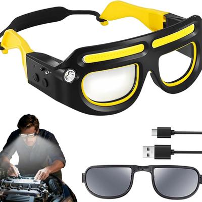 2026 Nouvelles Lunettes Phares LED Rechargeables avec Capteur de Mouvement et Commande Tactile, Lunettes de Sécurité Imperméables avec 5 Modes, Lunettes Lampe Frontale pour la Course à Pied,