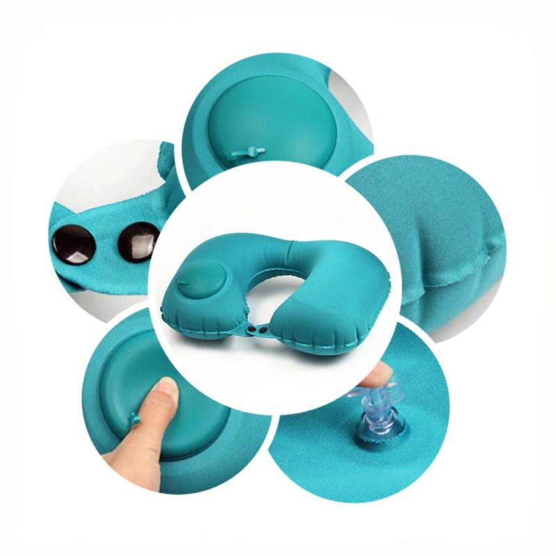 Cuscino gonfiabile automatico a forma di U, tipo push, portatile, poggiatesta ad aria