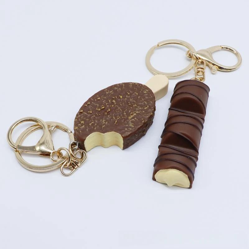 1Pcs Cute Ice Cream Keychain Mini Simulation Chocolate Pendant Versatile Bag Charm For Daily Decoration