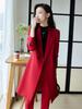 Damen Midilanger Roter Trenchcoat Anzug - High-End Businesskleidung für Herbst/Winter 2025