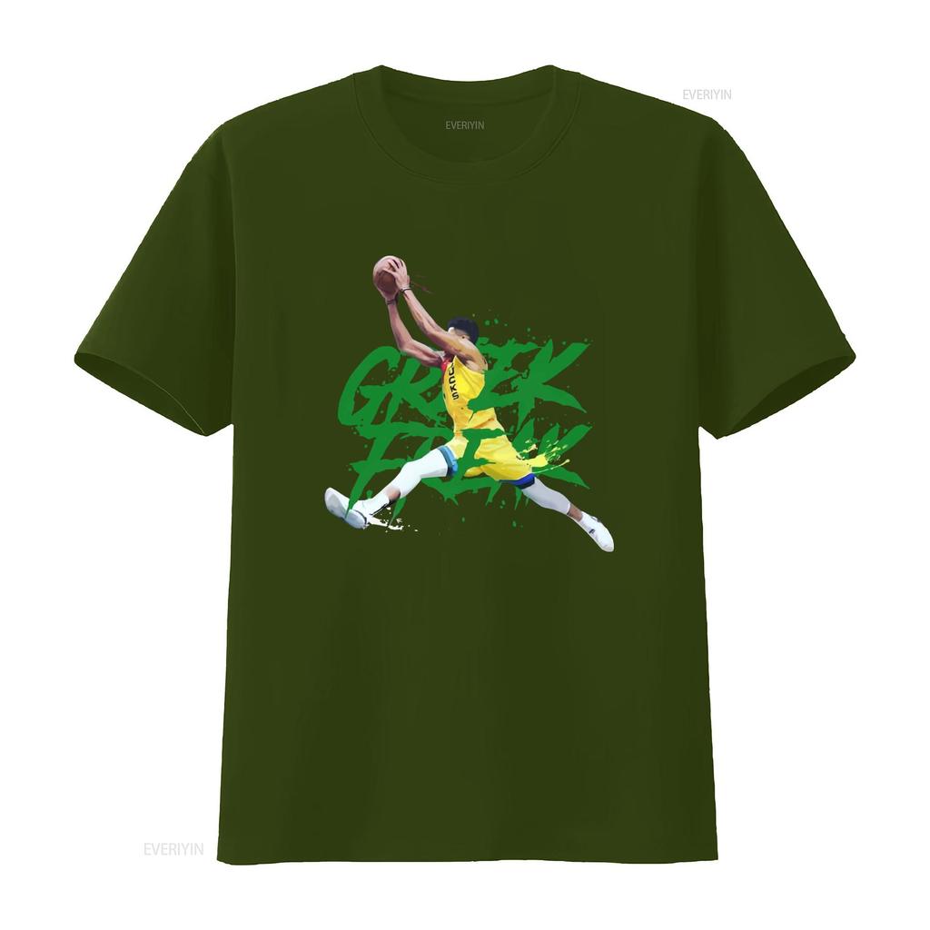T-shirt Giocatore di Basket Giannis Antetokounmpo Stile Vintage Stampa Design Sportivo 2021 vintage Lavata Elegante Versatile