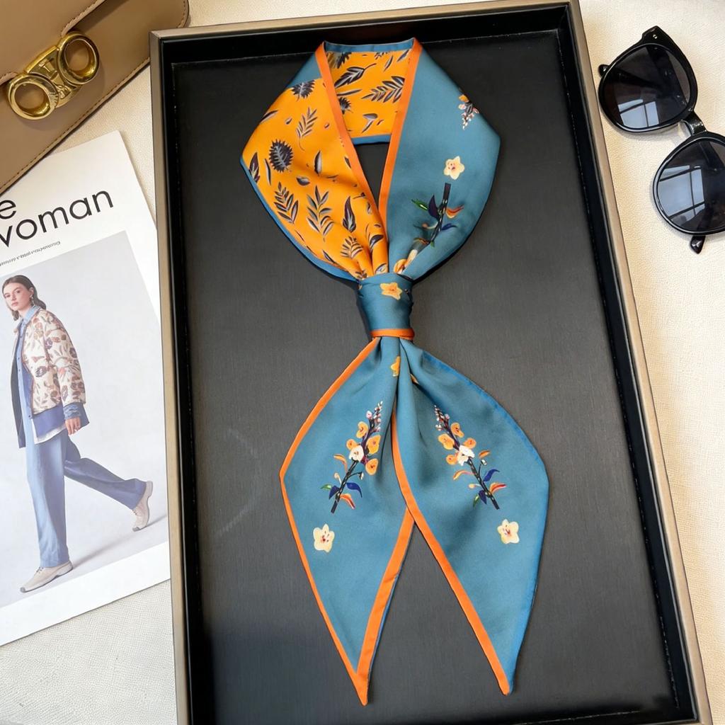 French retro polka dot long silk scarf women's spring and summer fashion temperament versatile high-end scarf headband streamer belt