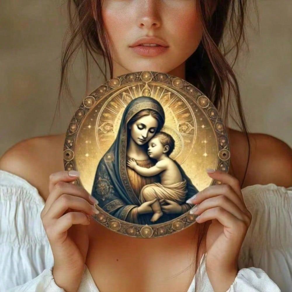 Religious Metal Wall Art Virgin Mary Baby Jesus Catholic Home Decor