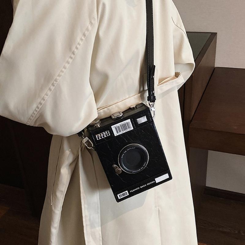 Camera Box Shaped Shoulder Tote Bag Top Handle Purse Crossbody Handbag for Women Girls