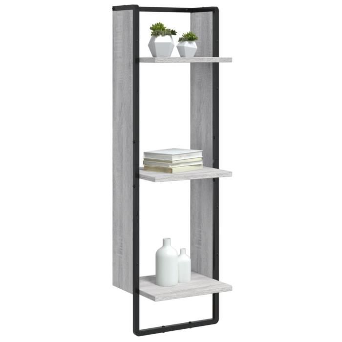 VidaXL Étagère murale 3 niveaux sonoma gris 30x25x100 cm 836306