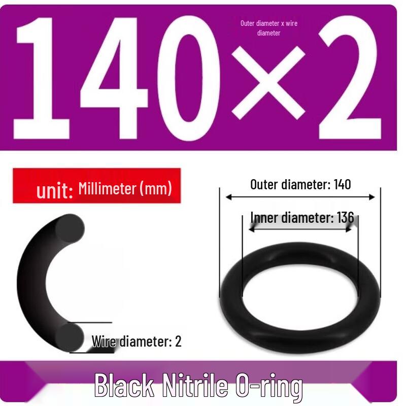 Nitrile O-Ring Seal 140mm OD x 2mm Thk