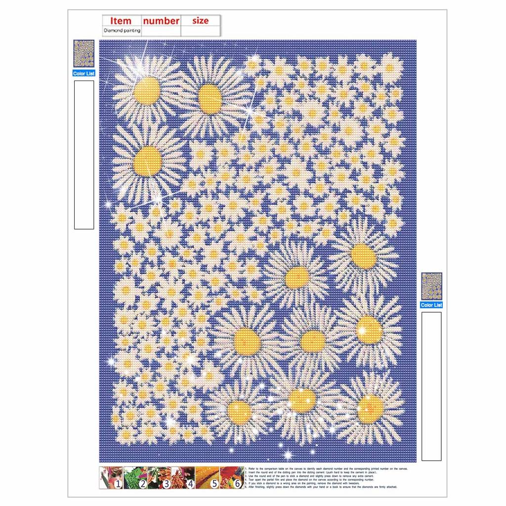 Diamond Painting Kit Beautiful White Daisy Flowers Full Drill Canvas Art Relaxing Handmade Craft Gift for Women and Adults DIY Home Decor
